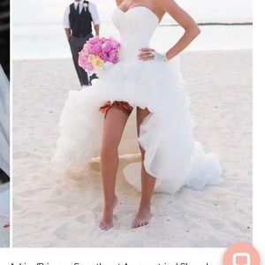 Beach asymmetric white wedding dress